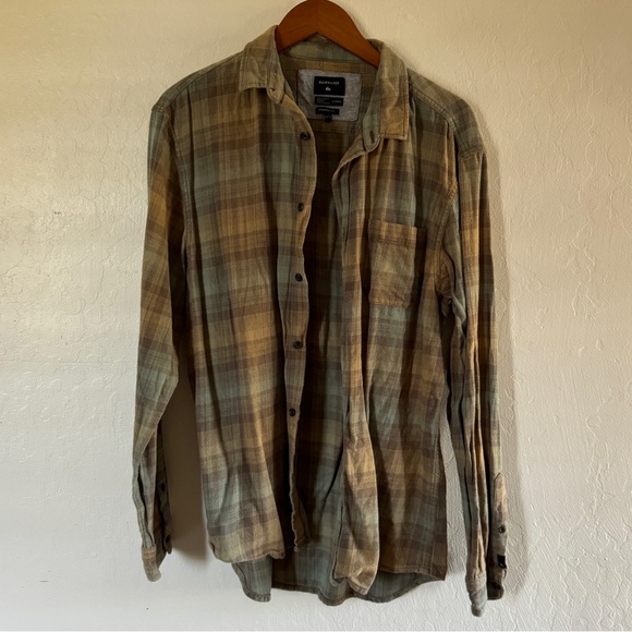 quiksilver green and blue flannel | size: XL - Picture 1 of 3